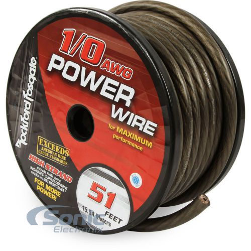 New rockford fosgate rfw1b-51 51 foot spool 1/0 awg frosted black wire