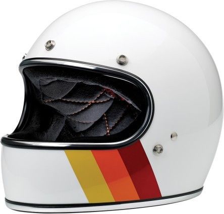 Biltwell inc. gringo 2016 tri-stripe helmet gloss white/orange/red