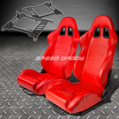 Pair type-1 reclining red pvc racing seat+bracket for 00-06 maxima/sentra b15