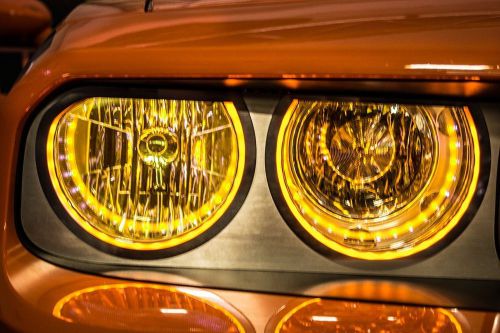 2015-2016 dodge challenger | illuminated headlight surrounds yellow brushed