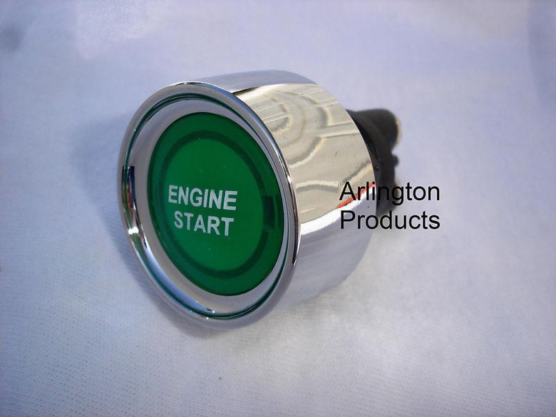 Led lighted push button start switch green