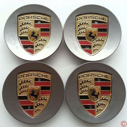 New 4pcs wheel rim center hub cap emblem badge set for porsche gray silver black