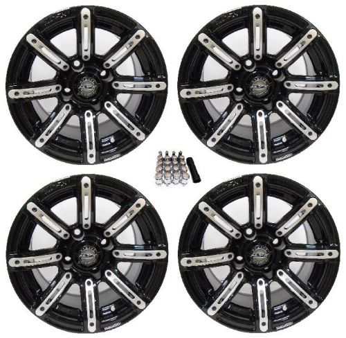 Madjax 14&#034; illusion black/silver golf cart wheels/rims yamaha