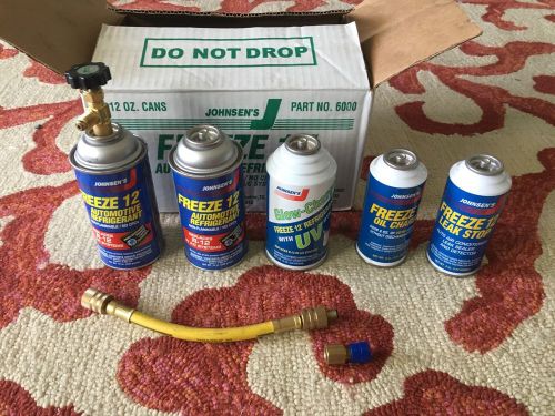 Freeze 12 automotive refrigerant replaces r-12 with dye &amp;oil 5 cans total