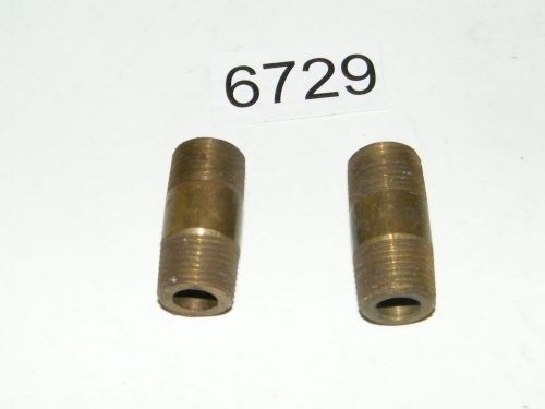 2 brass nipples 3/8 npt x 1 1/2&#034; long air water gas fuel boat