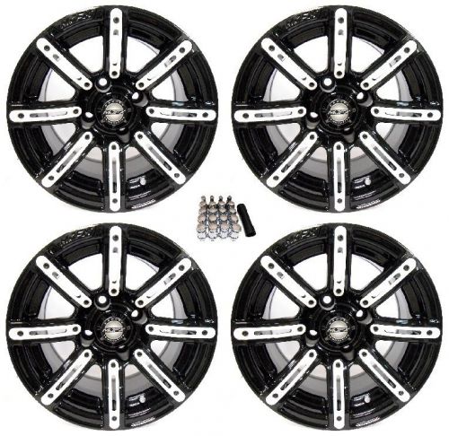 Madjax 14&#034; illusion black/white golf cart wheels/rims yamaha