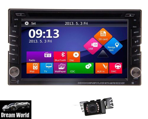 Camera+6.2&#034; gps double 2din car stereo cd dvd player bt ipod tv radio rds usb