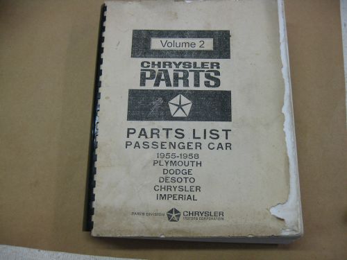 1955-58 mopar passenger car parts list vol. 2