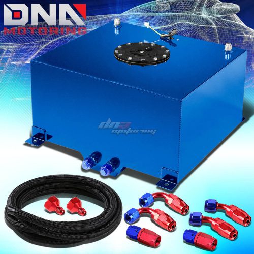 10 gallon blue aluminum fuel cell gas tank+cap+level sender+nylon oil feed kit