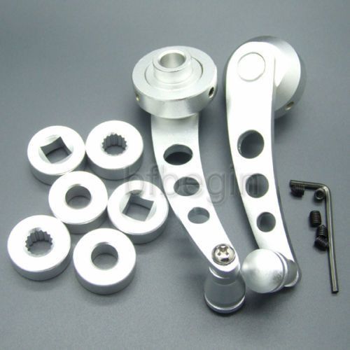 2x car window winder crank glass handle aluminium billet silver universal