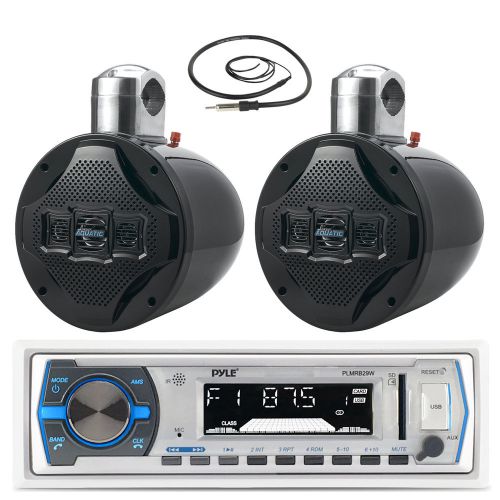 Plmrb29w bluetooth usb receiver, 2 marine 8&#034; wake board 120w speakers, antenna