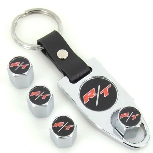 Dodge r/t chrome  tire valve caps + wrench keychain