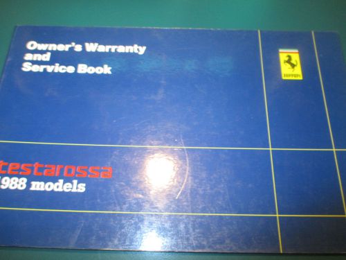 Ferrari testarossa 1988 warranty &amp; service owners manual handbook print # 488/87
