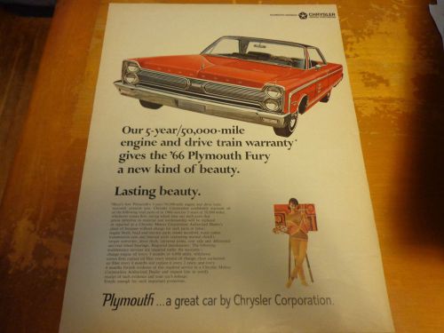 1966 plymouth fury original vintage color ad - mopar