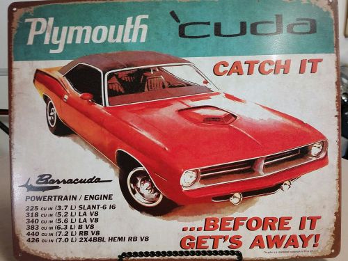 Plymouth barracuda shaker hood 383 440 426 cuda muscle car poster metal signs