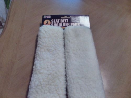 Seat belt shoulder luggage strap simulated ivory sheepskin 2 pieces car pad set