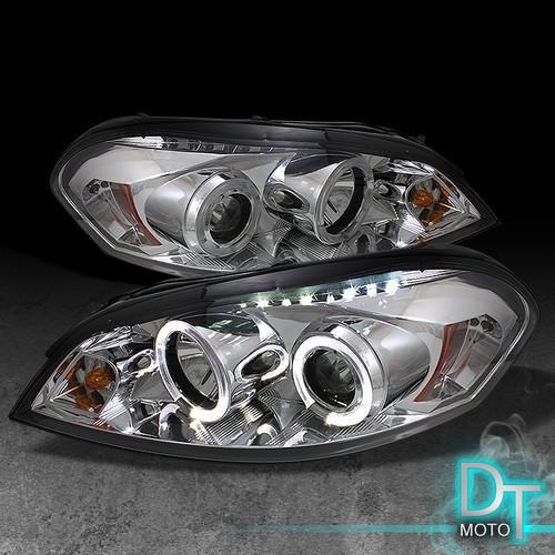 06-10 impala monte carlo dual halo projector headlights +daytime drl led lights