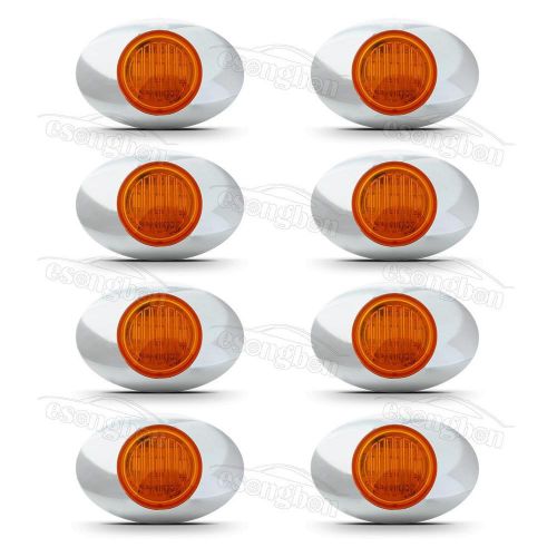 Set/8 new 3&#034; amber side marker clearance light for peterbilt 386 side cab panel