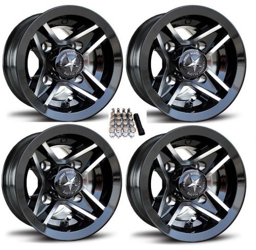 Fairway alloys 8&#034; divot gloss black golf cart wheels/rims yamaha