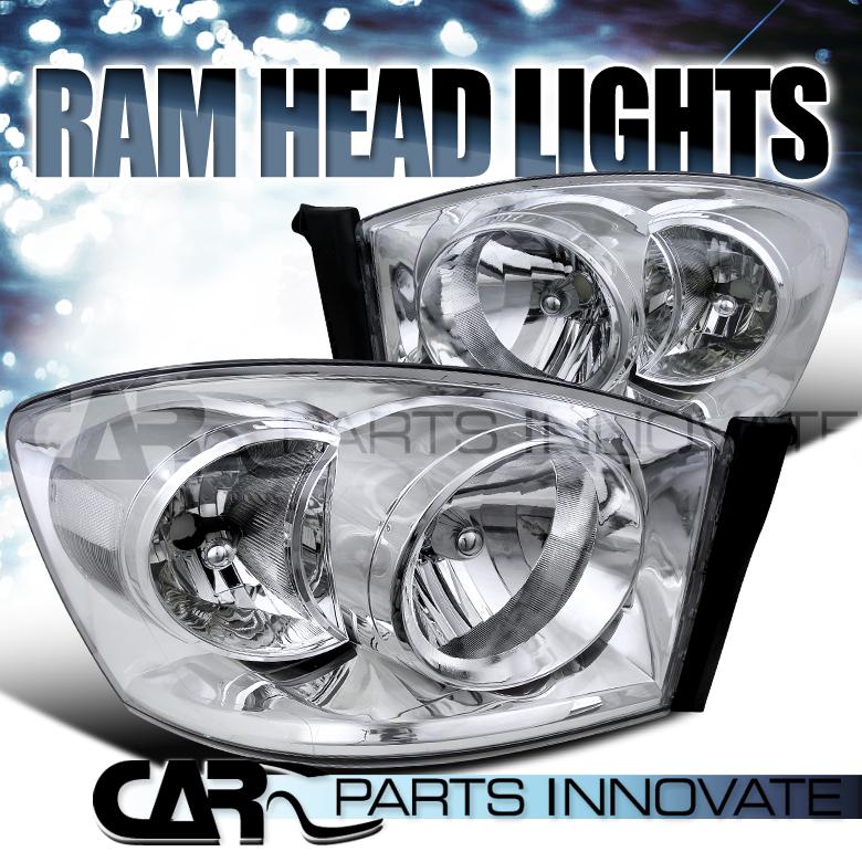 Dodge 06-08 ram 1500 2500 3500 chrome crystal headlights lamp w/o amber bar