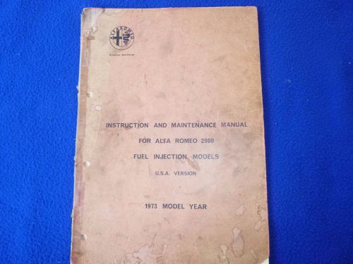 Alfa romeo usa version 2000 1973-4 maintenance manual very rare