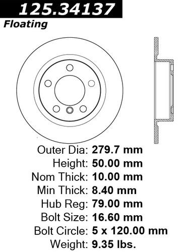 Centric 125.34137 rear brake rotor/disc-high carbon rotor-preferred