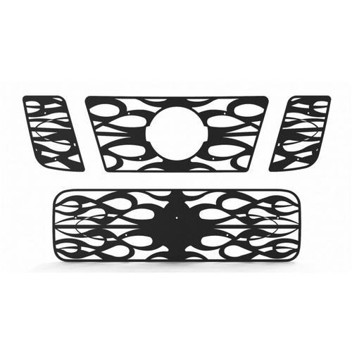 Nissan titan 08-12 black horizontal flame front metal grille trim cover insert