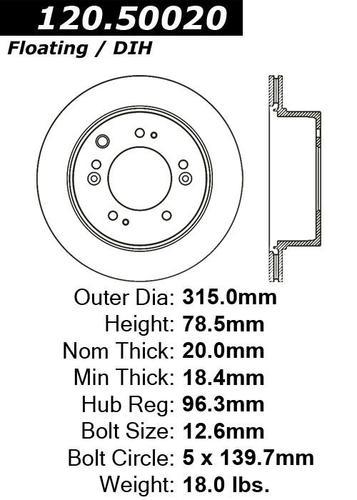 Centric 120.50020 rear brake rotor/disc-premium rotor-preferred