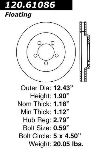 Centric 120.61086 front brake rotor/disc-premium rotor-preferred