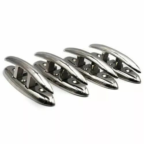 6  flush mount flip up folding boat /deck cleat marine stainless steel  6 inches