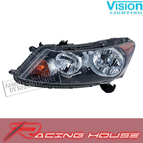 L/h headlight driver side lamp kit black halogen unit 2008-09 honda accord