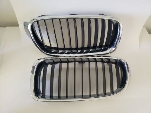 2011-13 bmw f10 5 series front left &amp; right bumper kidney grille chrome set oem