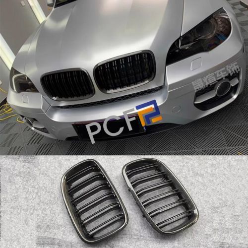 Front center grilles real carbon fiber grill fit for 2007-2013 bmw x5 e70 x6 e71