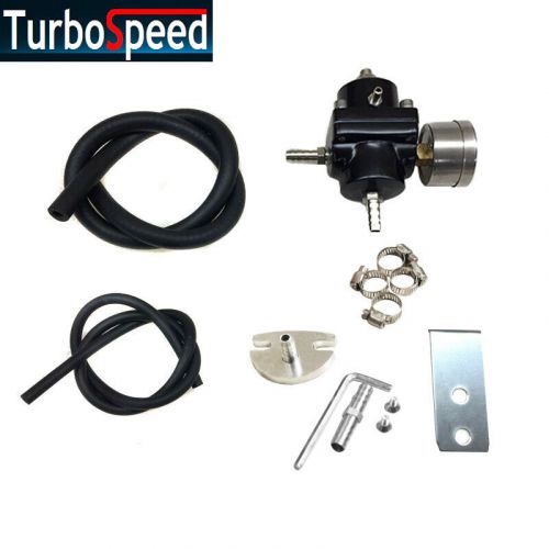 Black fuel pressure regulator adjustable pressure with gauge universal aluminum