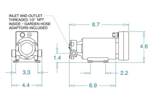 Groco 12 v 390 gph electric heavy duty vane utility pump w remote reversing