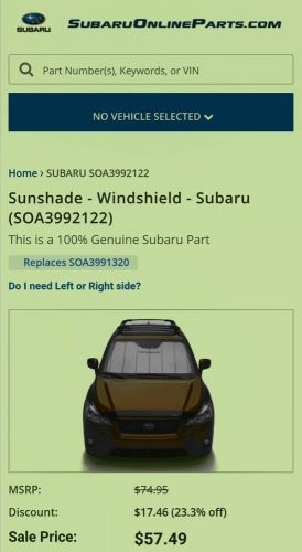 Genuine subaru impreza,wrx,crosstrek sunshade new in box