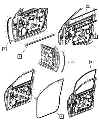 Genuine mopar front door belt outer weatherstrip right 55112376ai