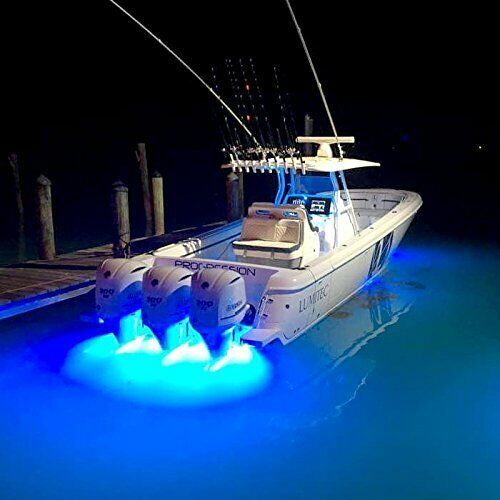 Lumitec seablaze x2 underwater boat light dual color led blue/white silver