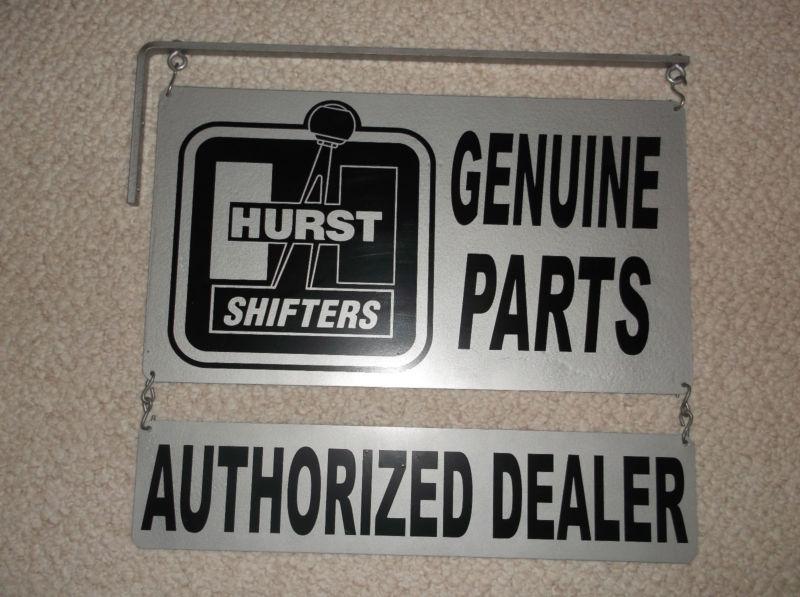 Hurst shifters genuine parts authorized dealer double sided hanging flange sign