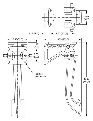 Wilwood swing mount aluminum brake pedal assembly 7.00 to 1 ratio,forward mount_