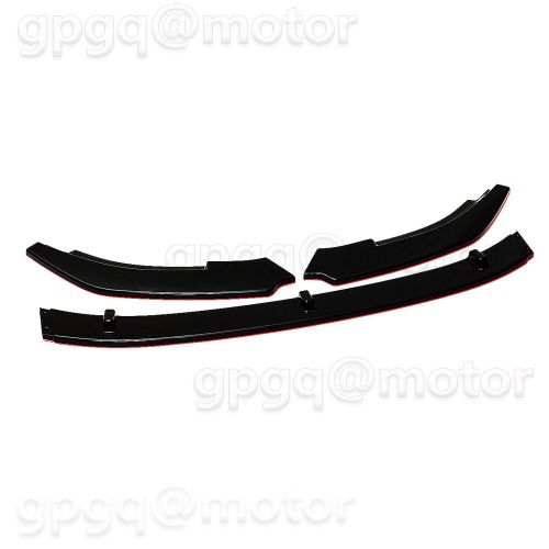 For vw golf mk6 gti gtd 2010-2013 glossy black front bumper lip splitter w/ red