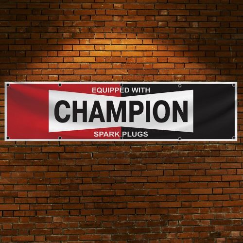 Champion spark plugs flag banner 2x8ft garage shop man cave wal decor large sign