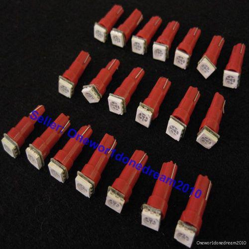 20 pcs t5 74 5050 1 smd car dashboard gauge side led light bulbs lamps 12v red