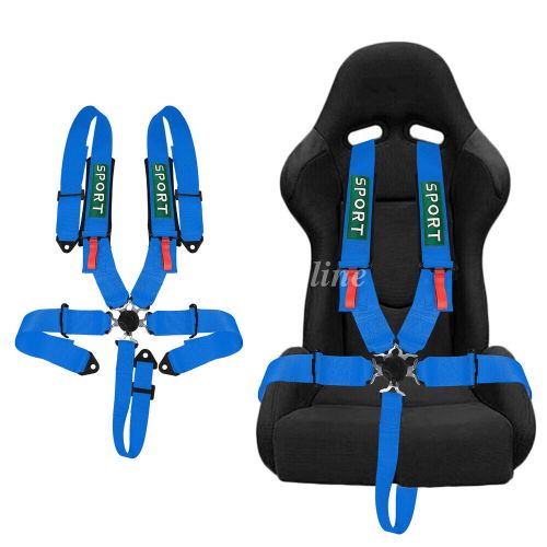 Universal blue 5 point camlock quick release racing seat belt harness atv utv