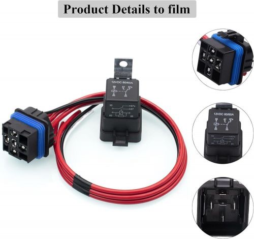 1 pack 60/80 amp 12 volt waterproof automotive relay with pigtail, 5-pin...