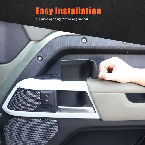 Abs matte black inner door bowl panel cover for land rover defender 110 2020-25-