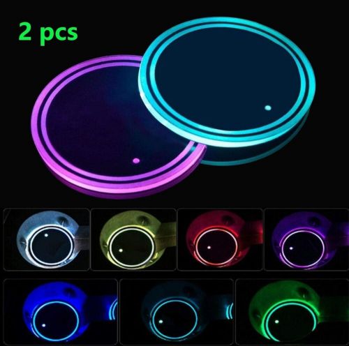 Led cup holder lights, 2pcs led car coasterss with 7 colors luminescent light.