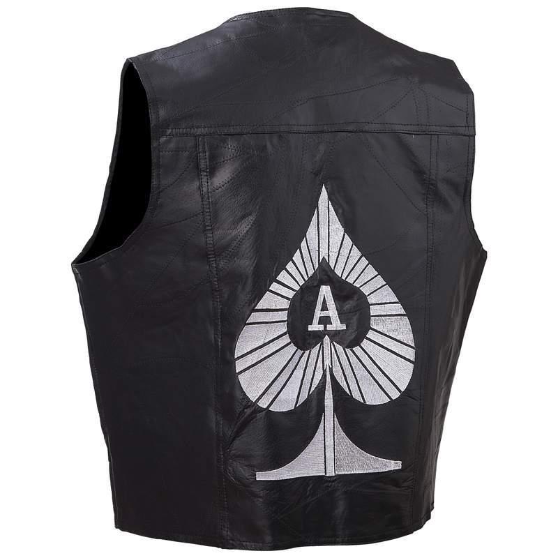 Diamond plate rock design 'ace of spades' genuine leather vest  size 2xl