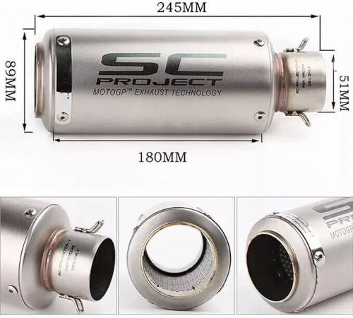 Durable universal bike exhaust straight (silver) for modified fit all bikes