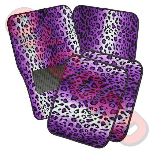 4pc purple leopard cheetah animal print floor mats universal car suv truck van